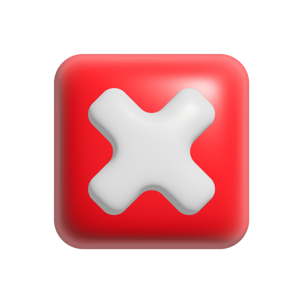 red x icon illustration design in 3d style png