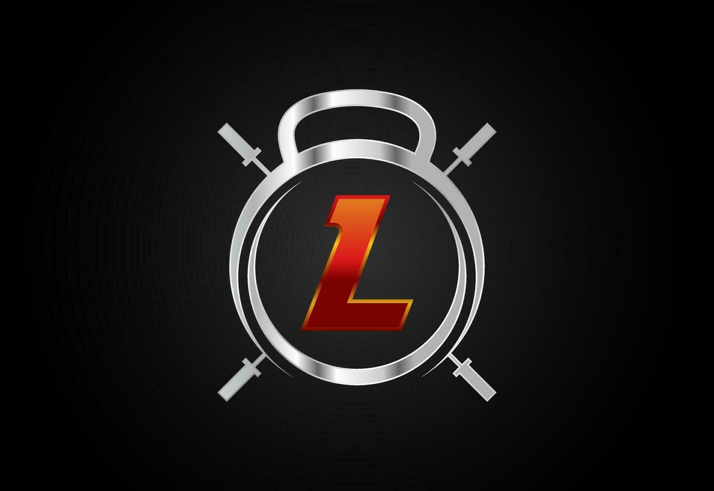English alphabet L with gym and fitness sign. Lifting vector logo design. Vector logo for bodybuilding