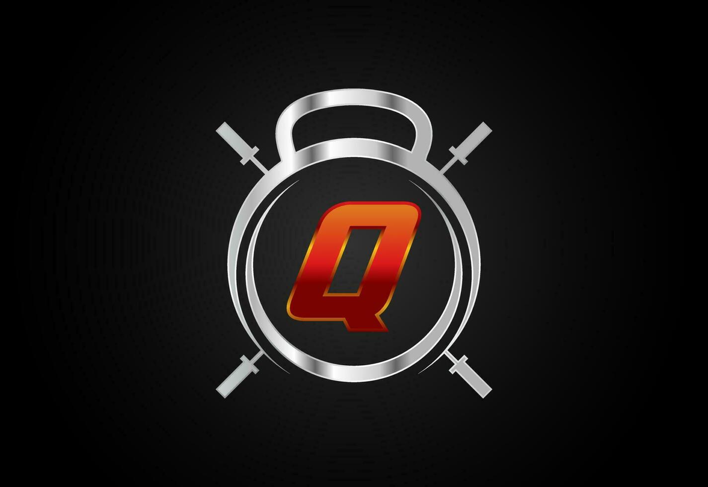 English alphabet Q with gym and fitness sign. Lifting vector logo design. Vector logo for bodybuilding