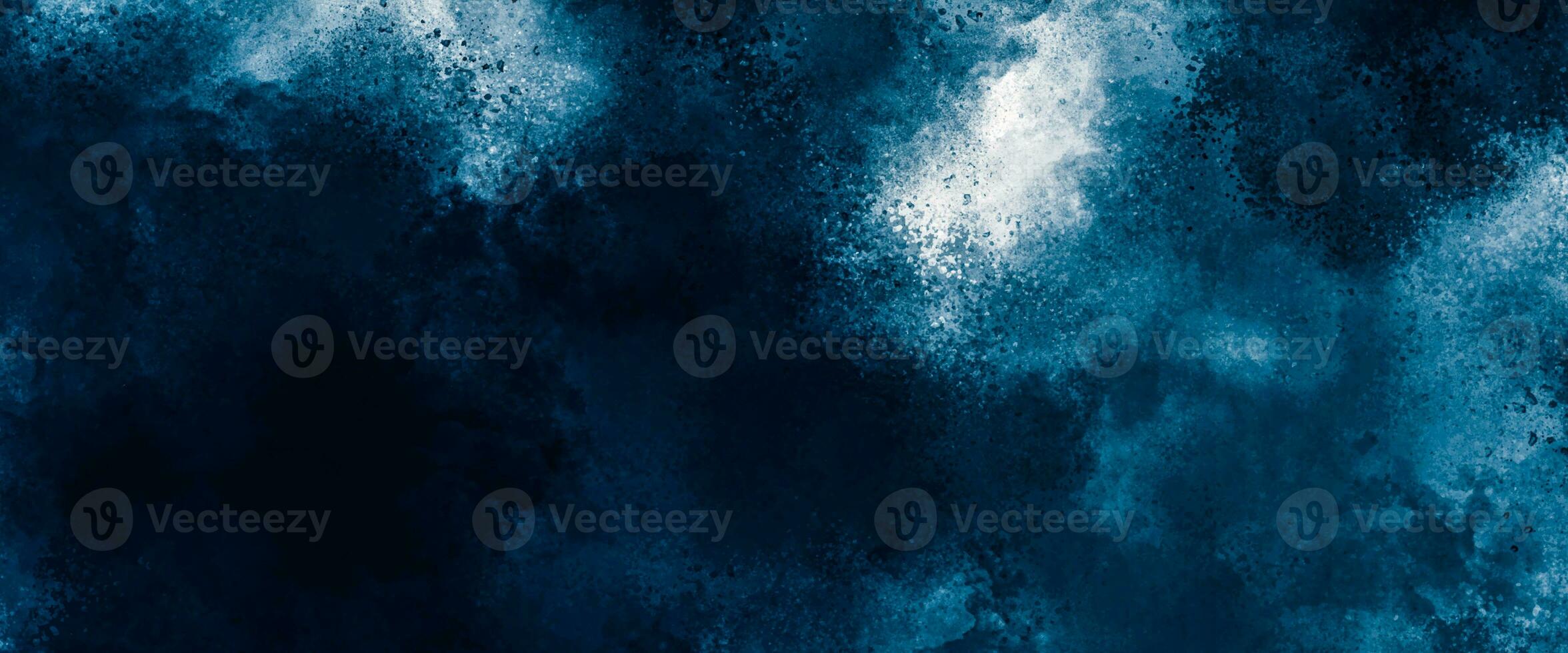 blue watercolor and paper texture. beautiful dark gradient hand drawn by brush grunge background. watercolor wash aqua painted texture close up, grungy design. blue nebula sparkle star universe. photo