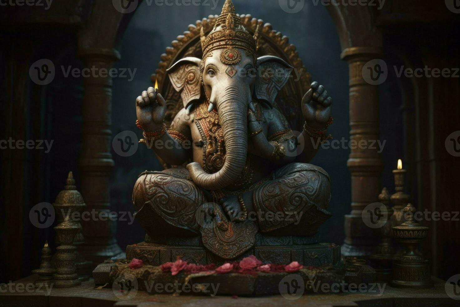 Hinduistic sculpture ganesha. Generate Ai photo