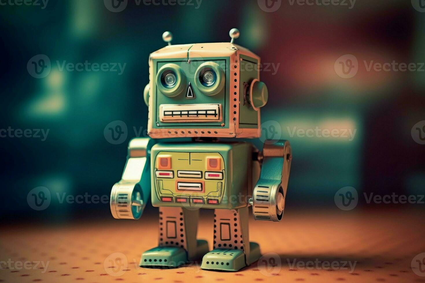 Cartoon tin robot. Generate Ai photo