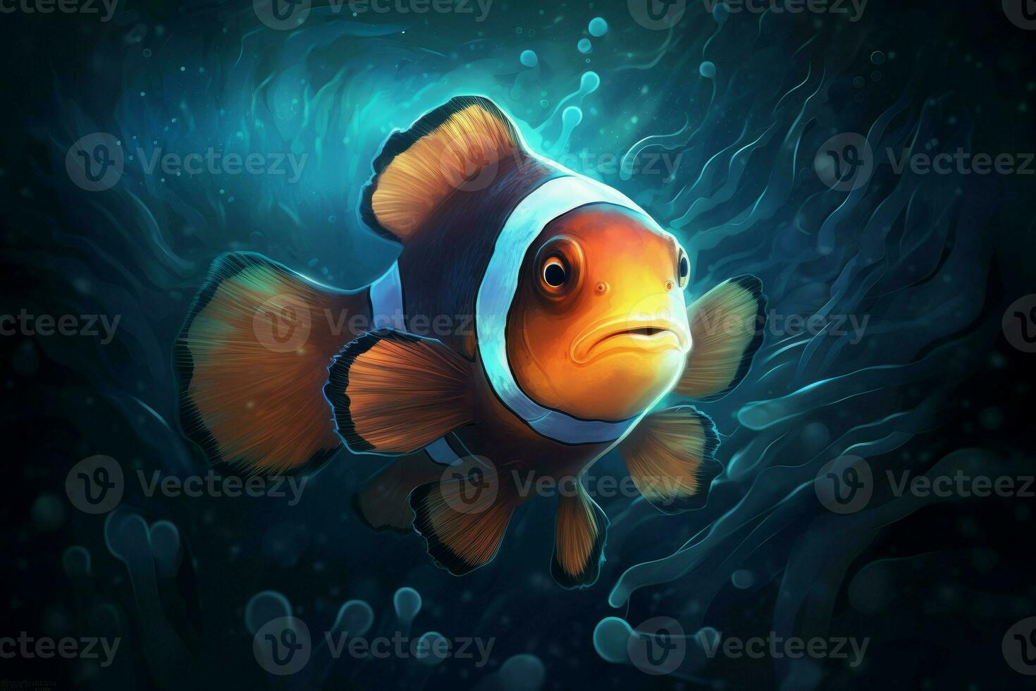 Clownfish underwater. Generate Ai photo