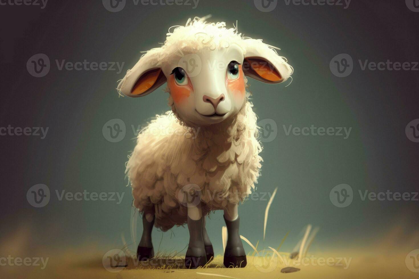 Cute sheep cartoon. Generate Ai photo