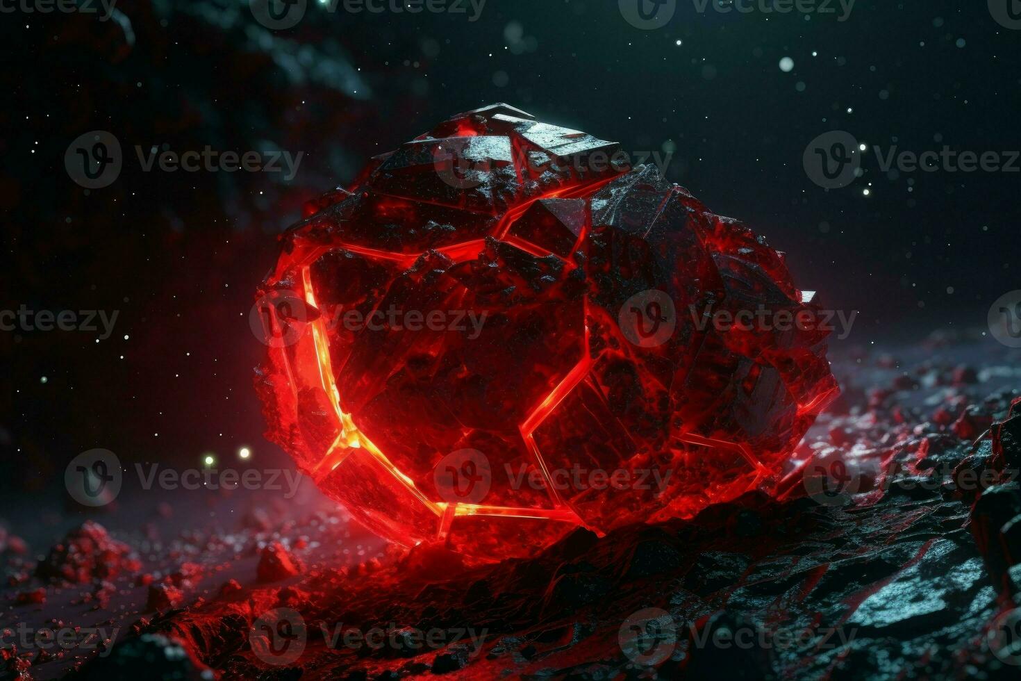 Asteroid red cinematic cosmos. Generate AI photo