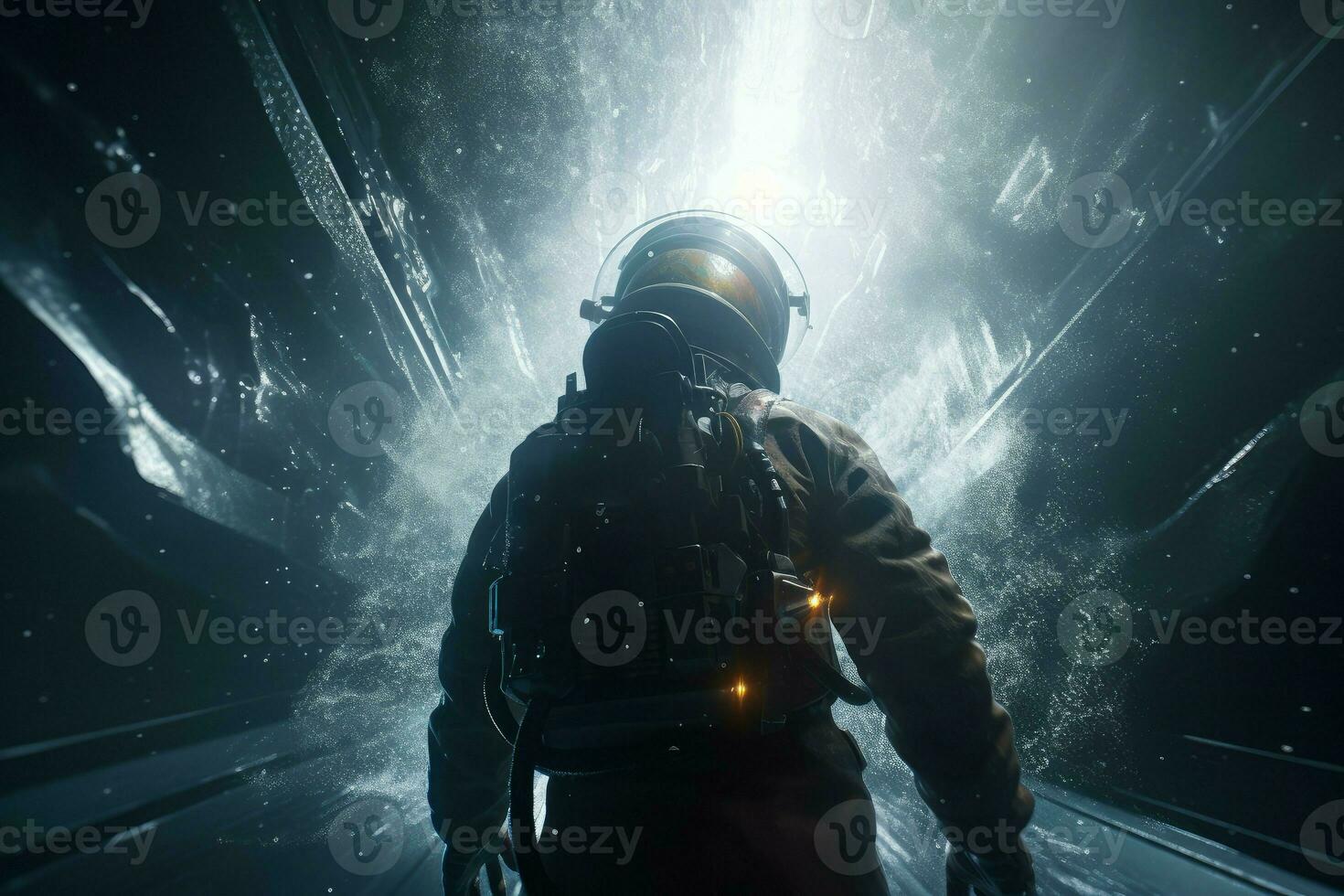 Astronaut discover universe walking. Generate Ai photo
