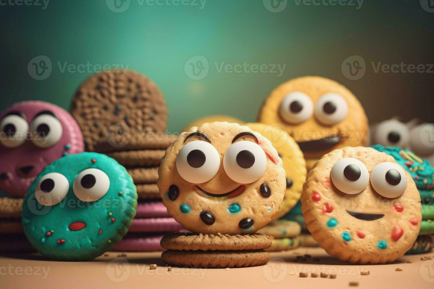 Funny cookie characters. Generate Ai photo