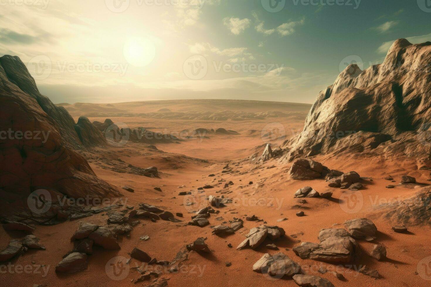 Mars planet landscape. Generate Ai photo