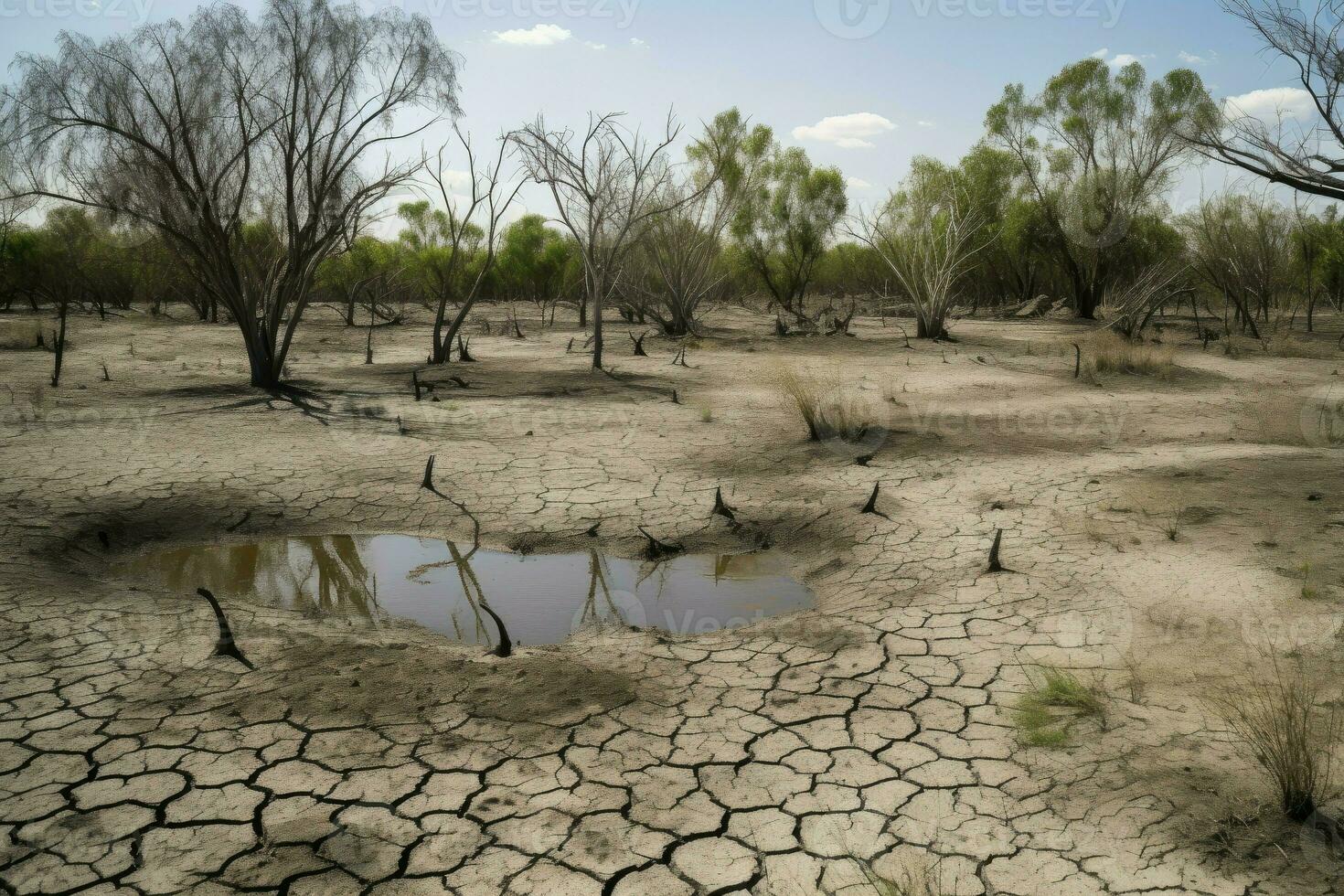 Dry swamp drought. Generate Ai photo