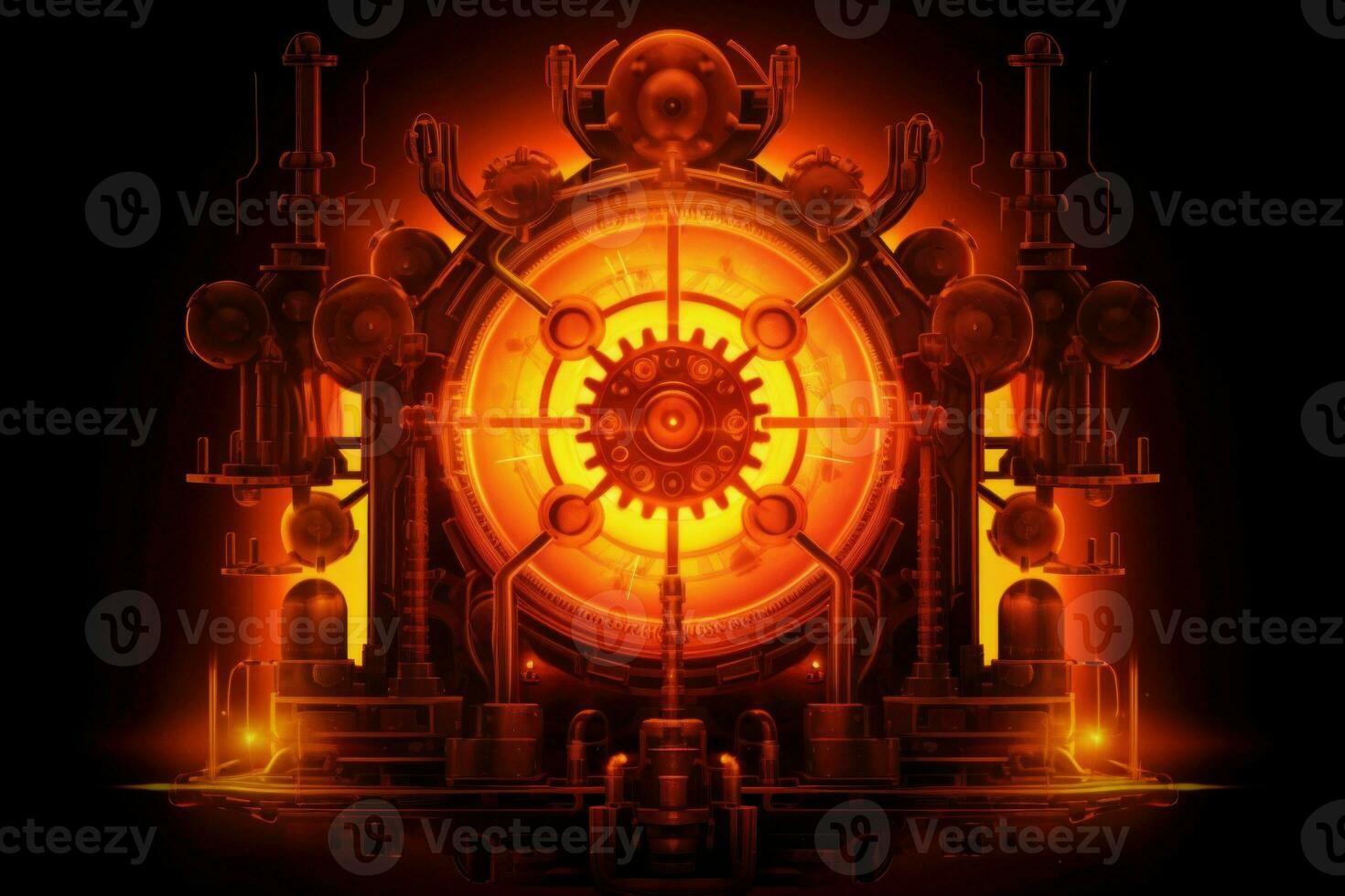 Steampunk nuclear reactor gear. Generate AI photo