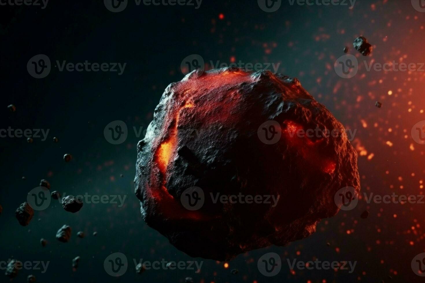 Asteroid red cinematic. Generate AI photo
