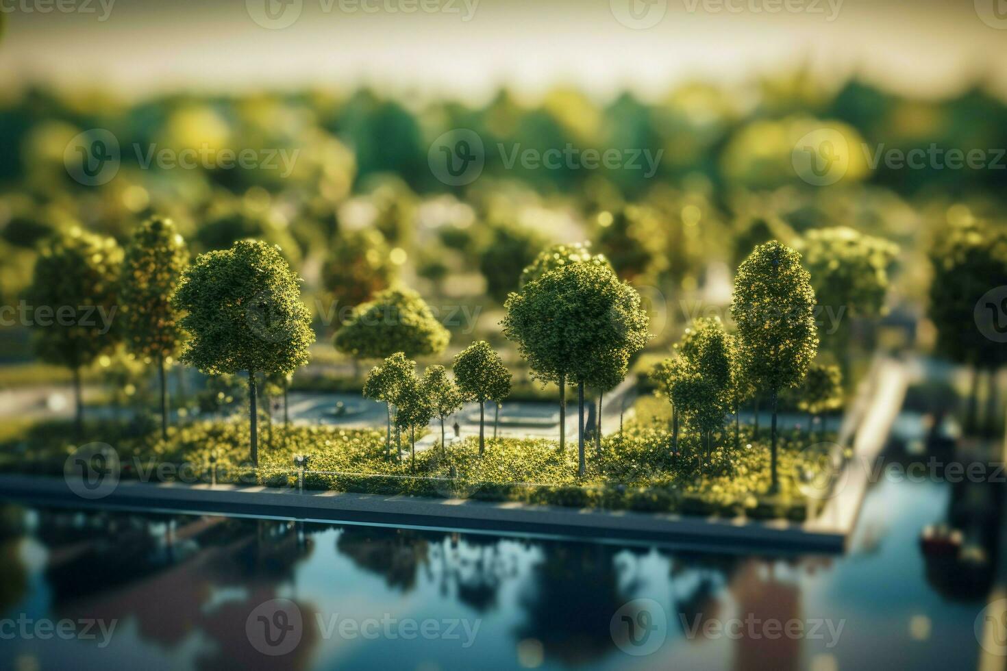 Generic miniature trees. Generate Ai photo