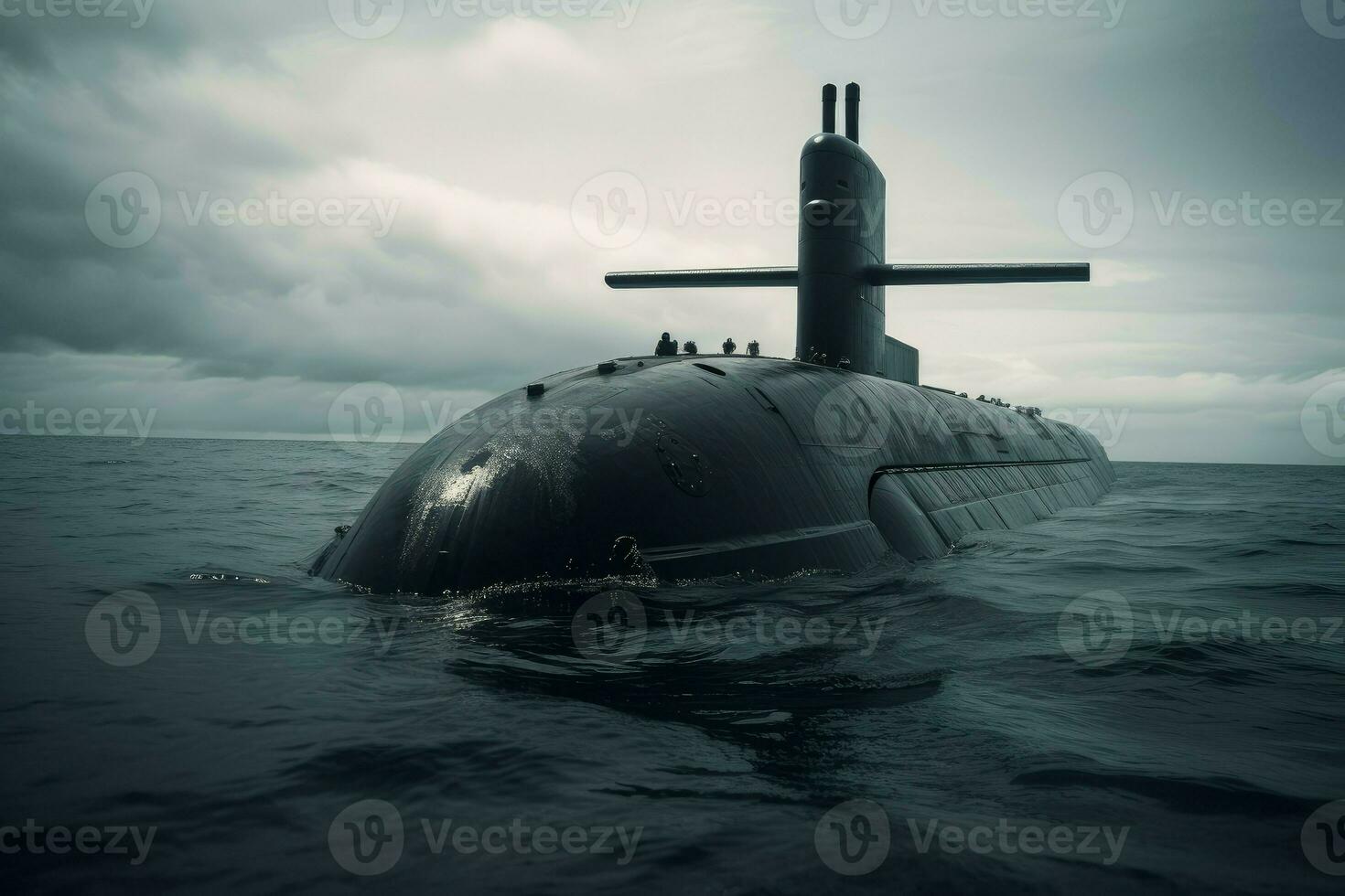 Military submarine moving. Generate Ai photo