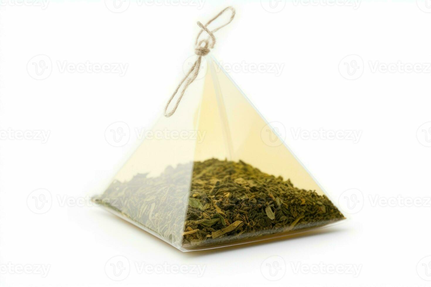 nuevo pirámide verde té bolsa. generar ai foto
