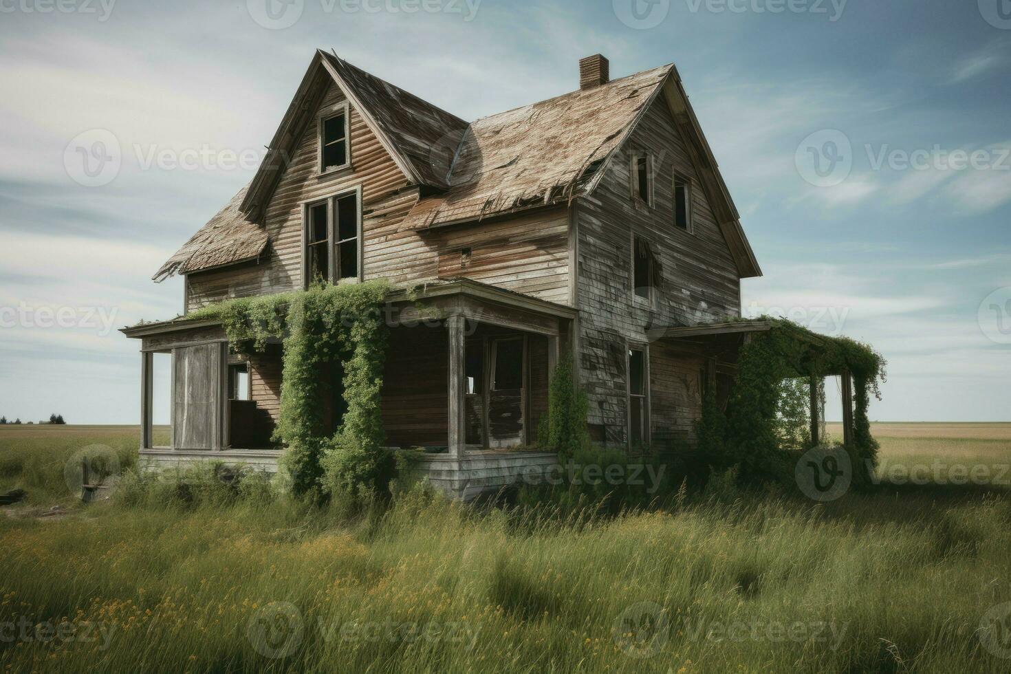 Abandoned house scary. Generate Ai photo