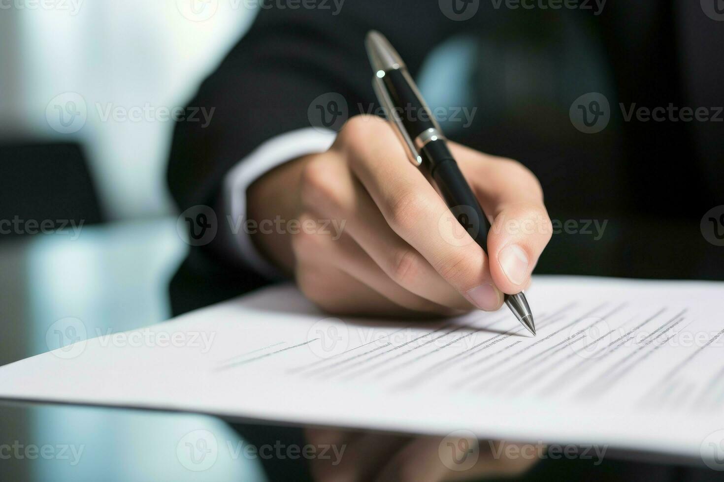 Hand signing business contract. Generate Ai photo