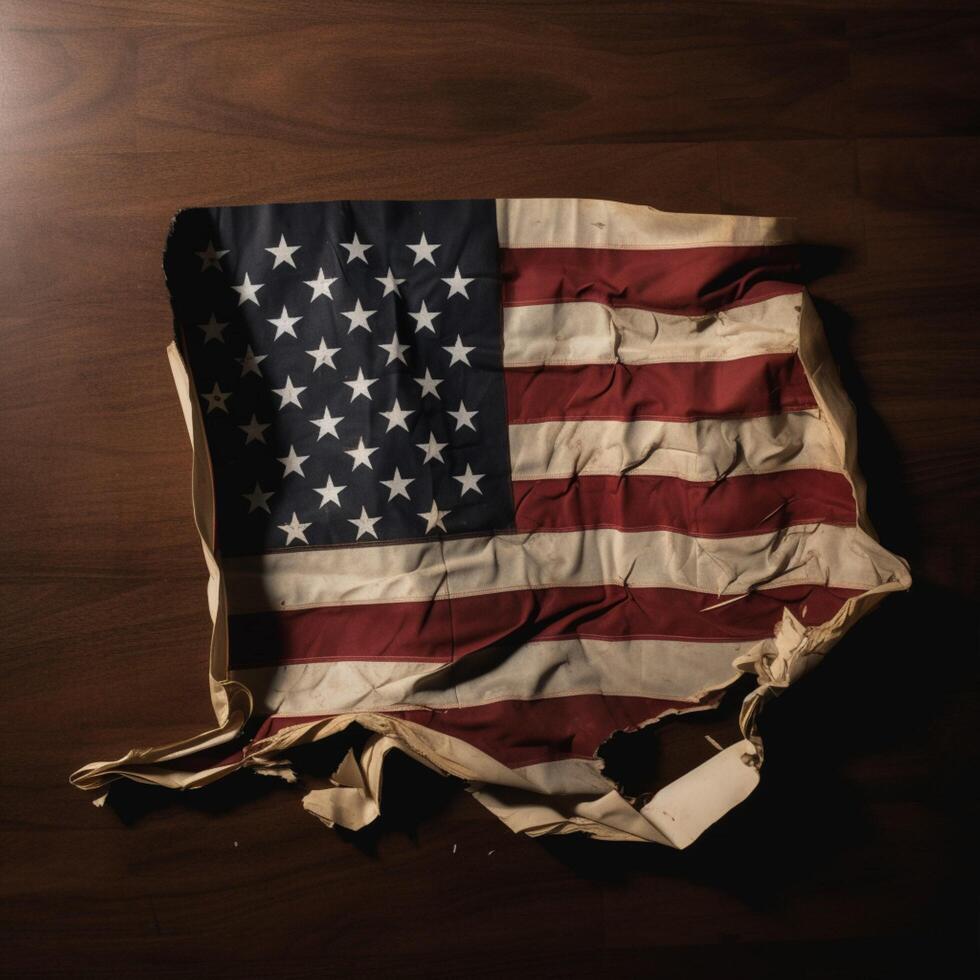 A torn american flag photo