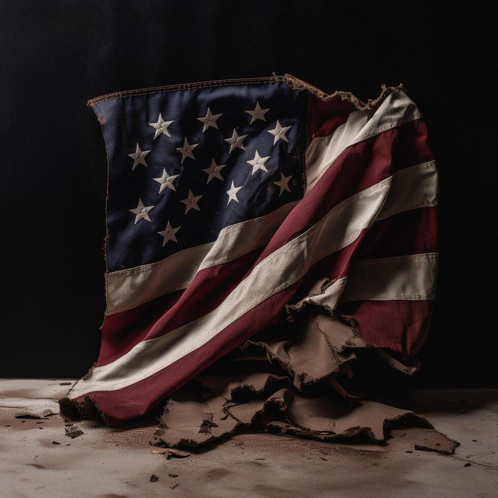 A torn american flag photo