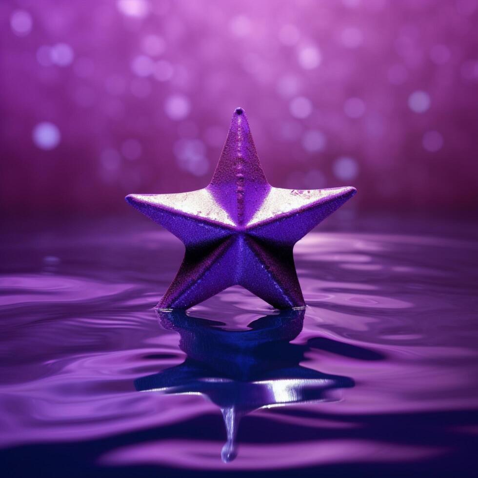 A star on the water with purple background photo