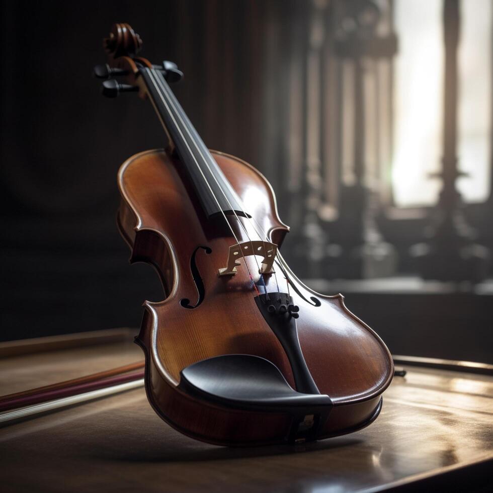 A violin on a table photo