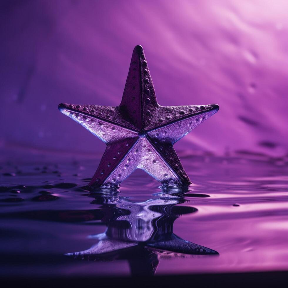 A star on the water with purple background photo