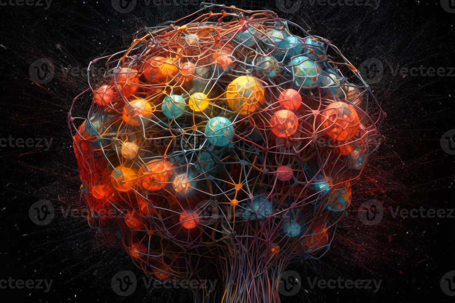 brain with colorful neural connections photo