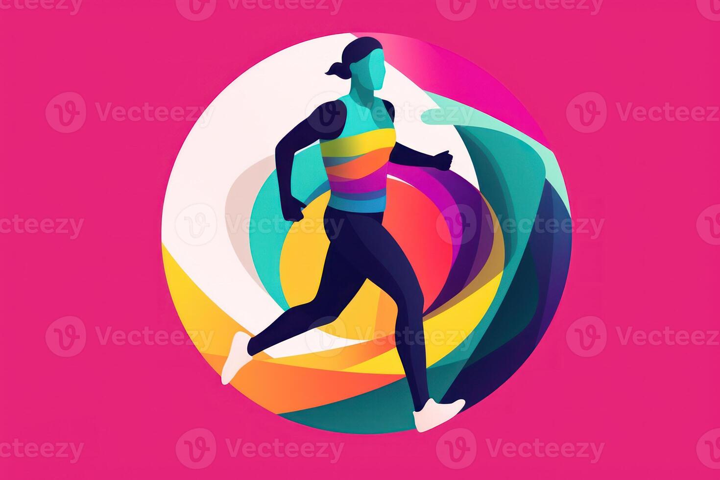 running woman colorful logo sport icon photo