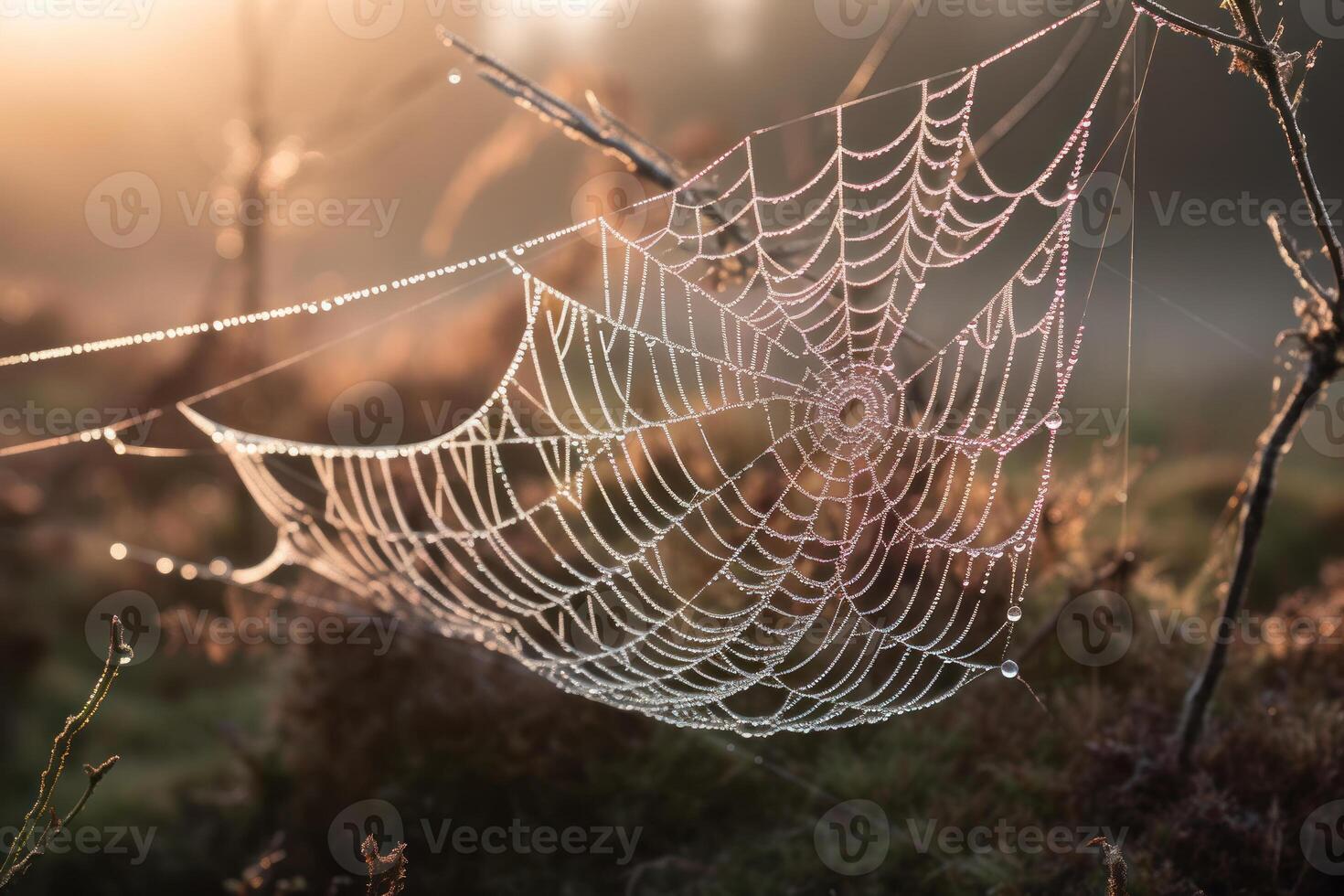 spider web with sun light photo