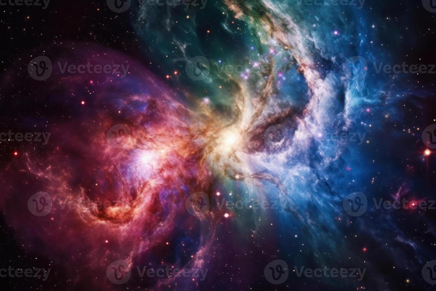 colorful clumps of energy particles in space,abstract galaxy background photo