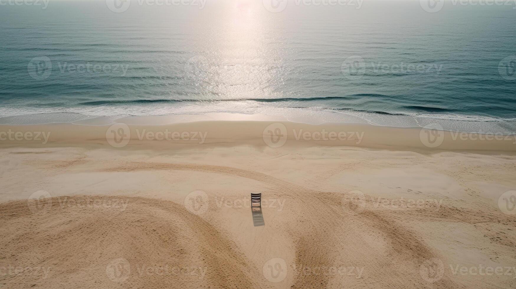 chair in the middle empty beach, mood loneliness photo