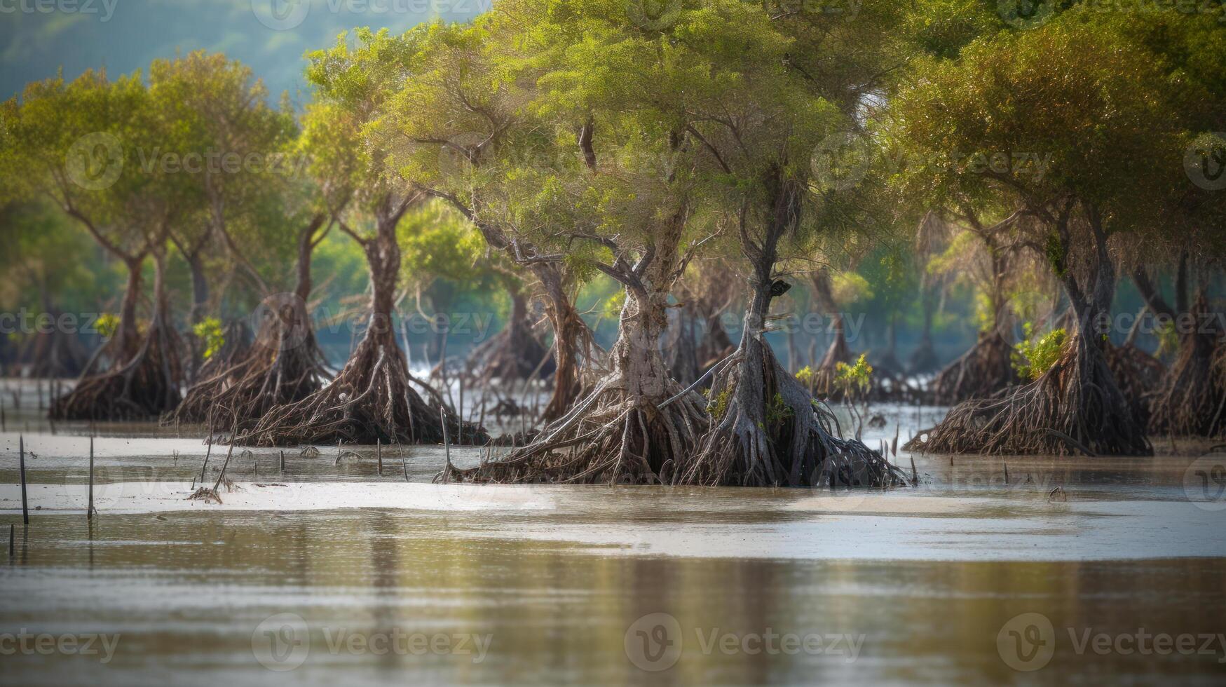 flooded mangrove trees photo