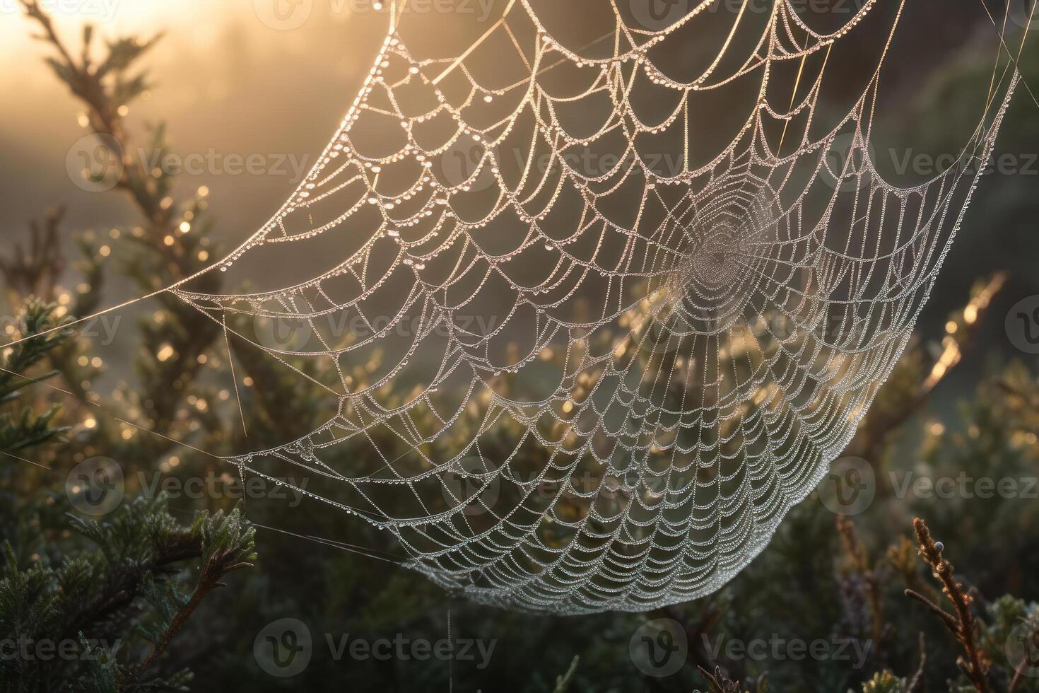 spider web with sun light photo