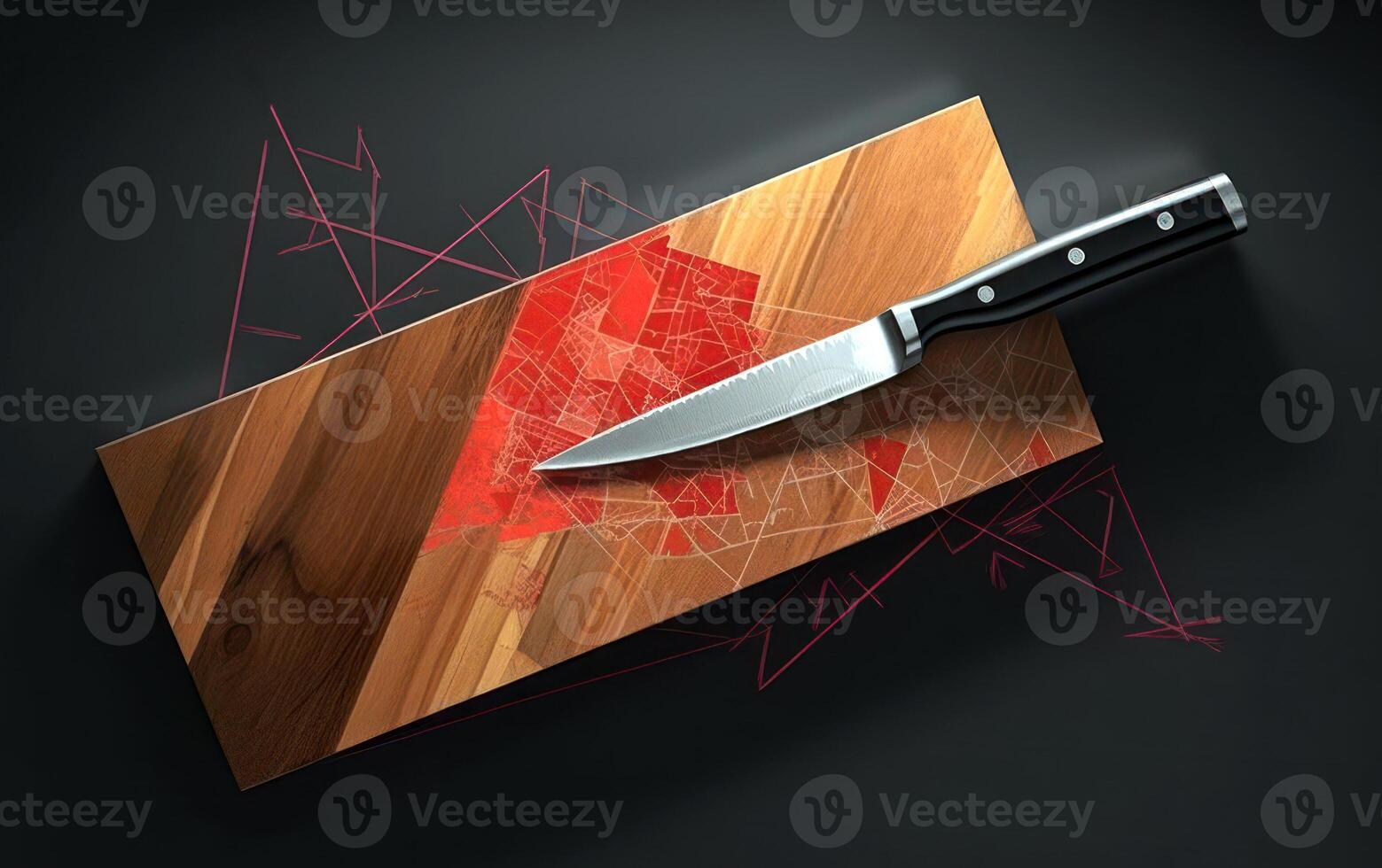 knife on the kitchen board photo