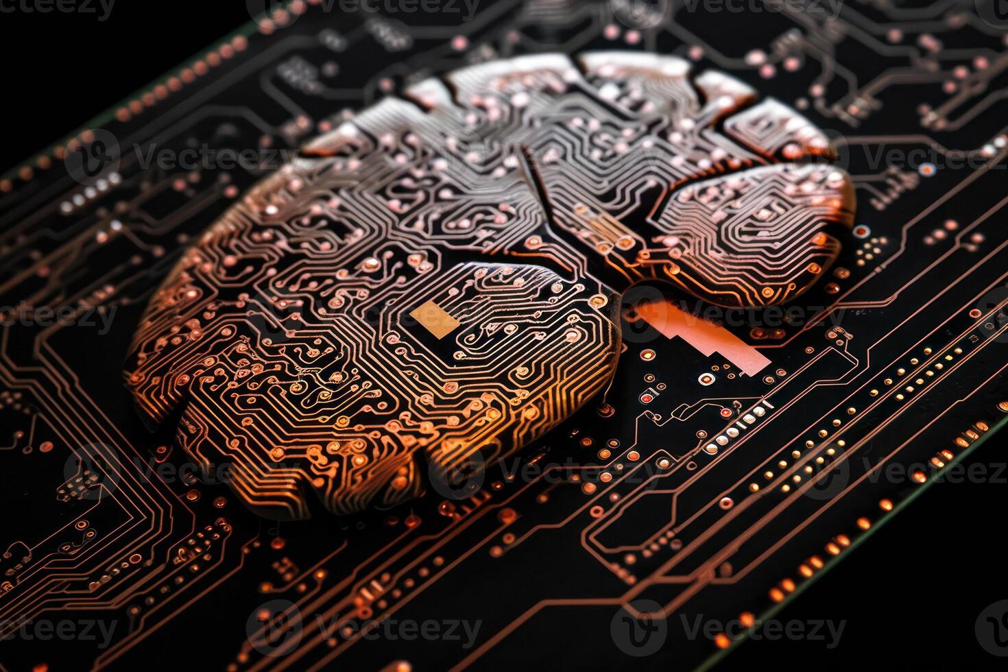 computer board in the form of the brain of a human head photo