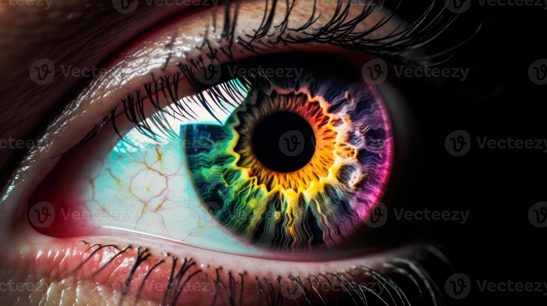 rainbow colorful eye closeup photo