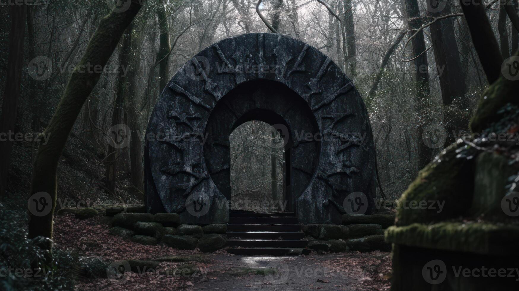 stone arch in the mystical forest photo