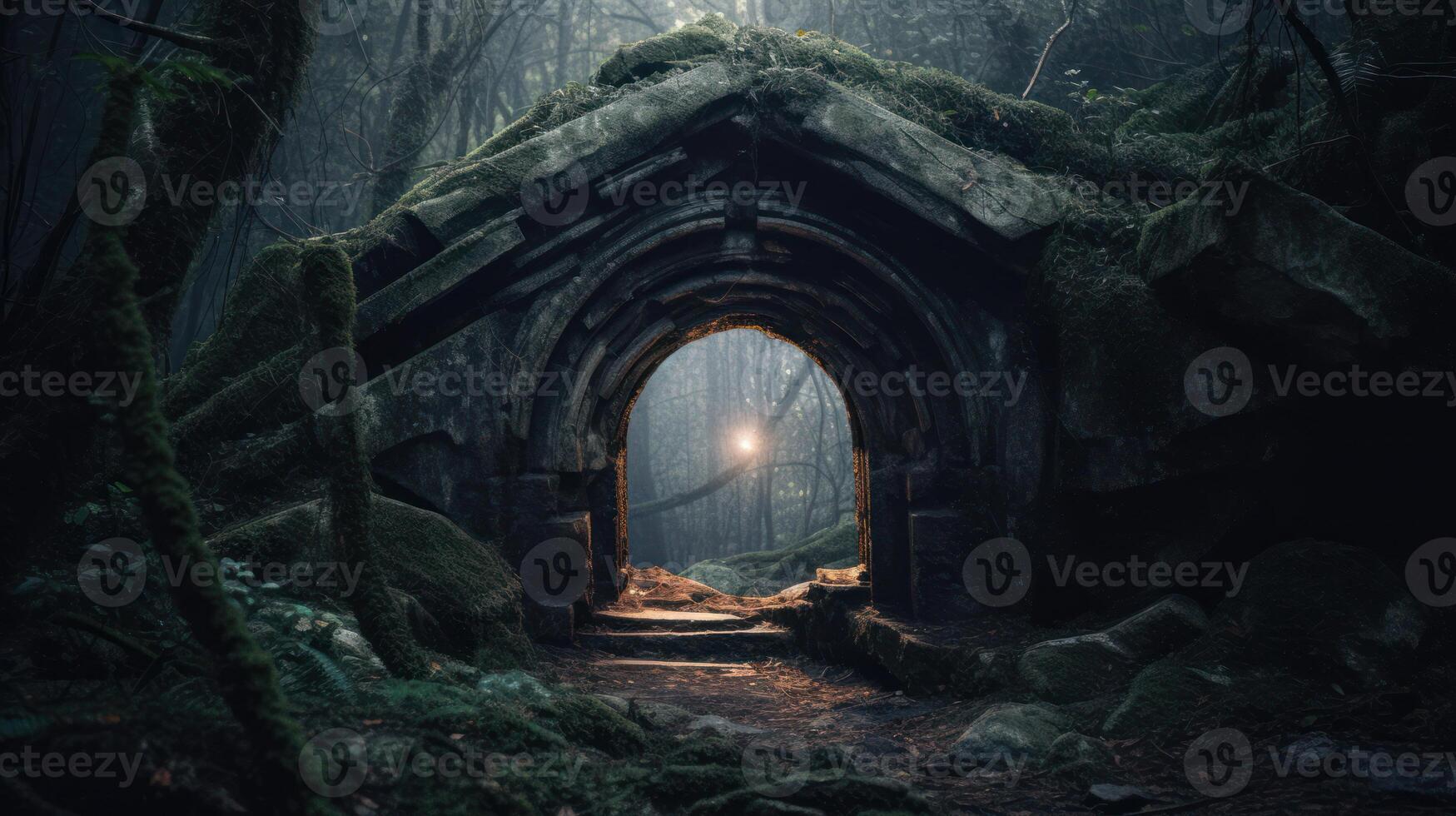 stone arch in the mystical forest photo