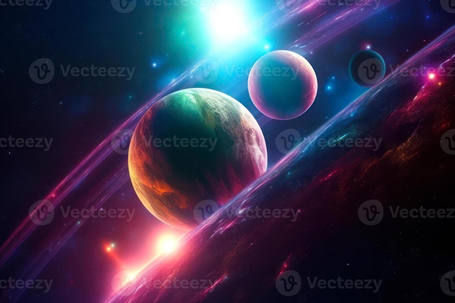 parade of planets, beautiful glow of planets in space photo