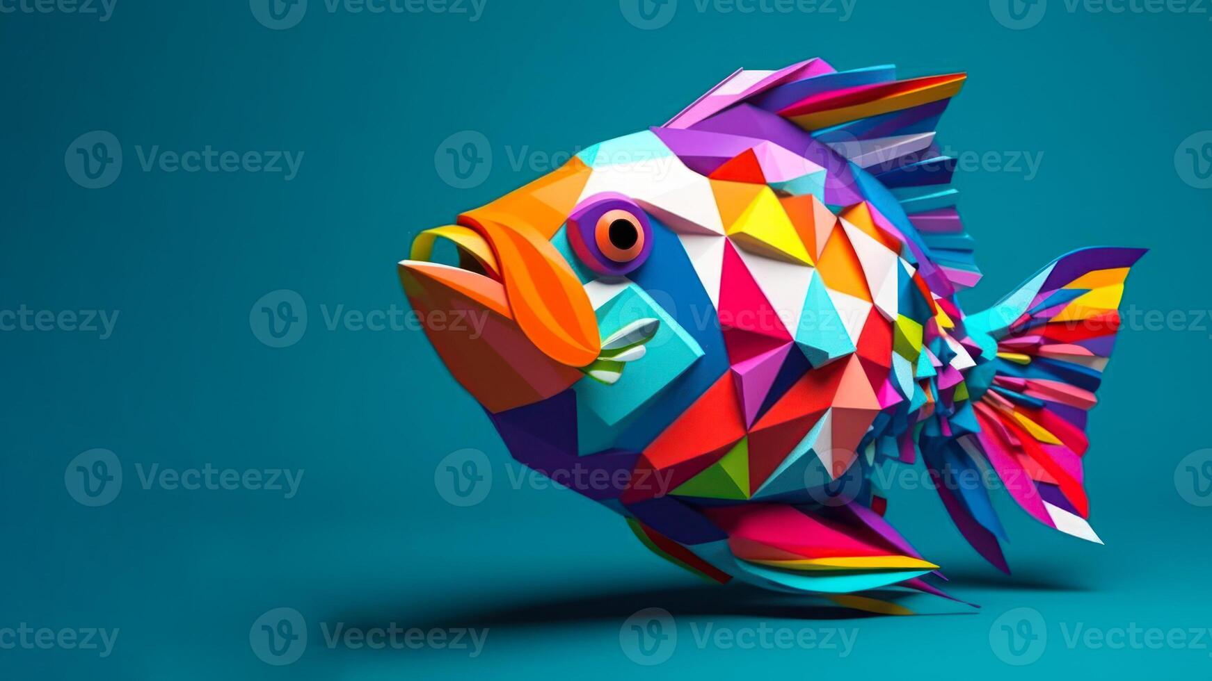 colorful abstract logo in fish shape photo