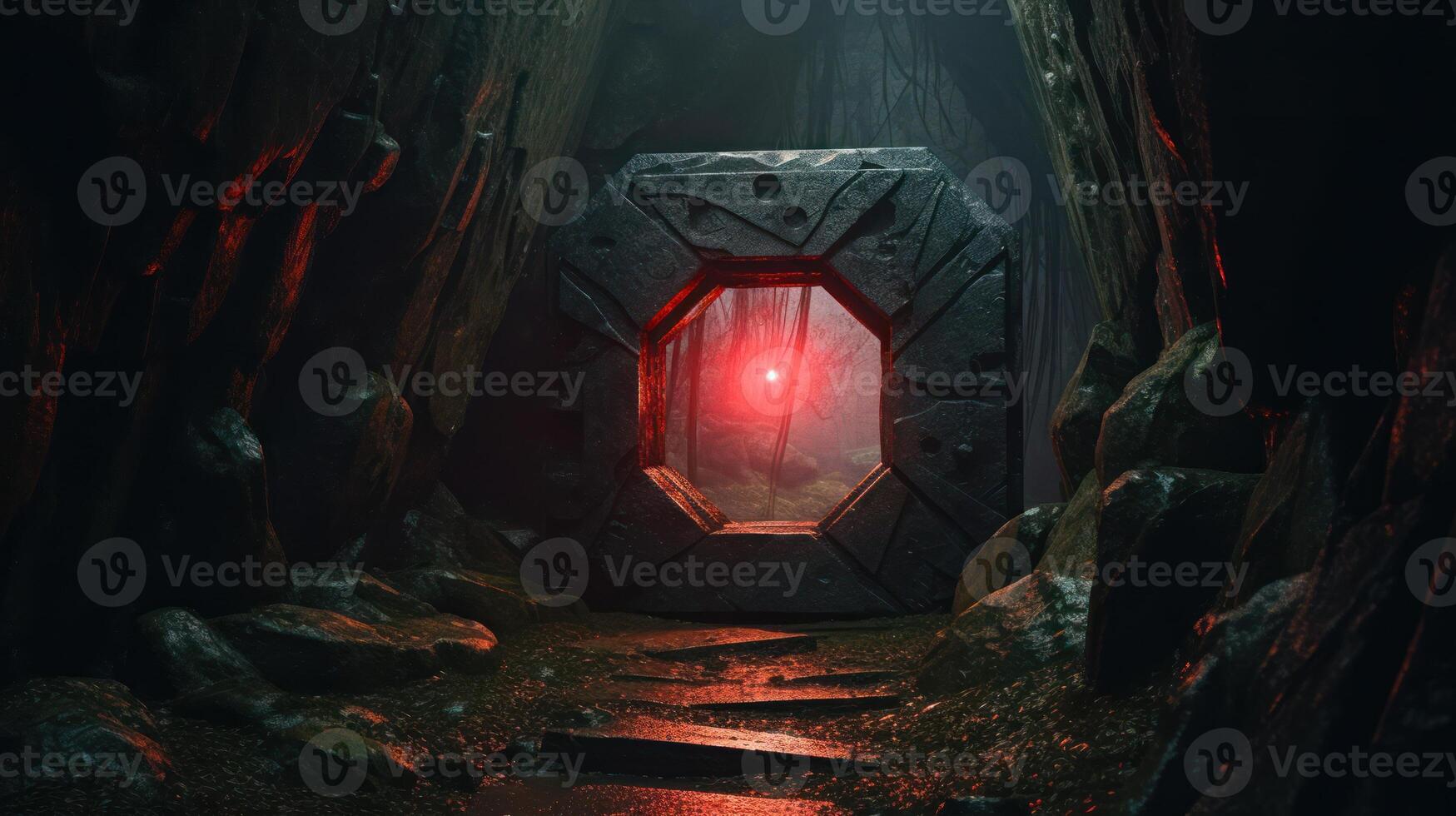 stone arch in the mystical forest photo