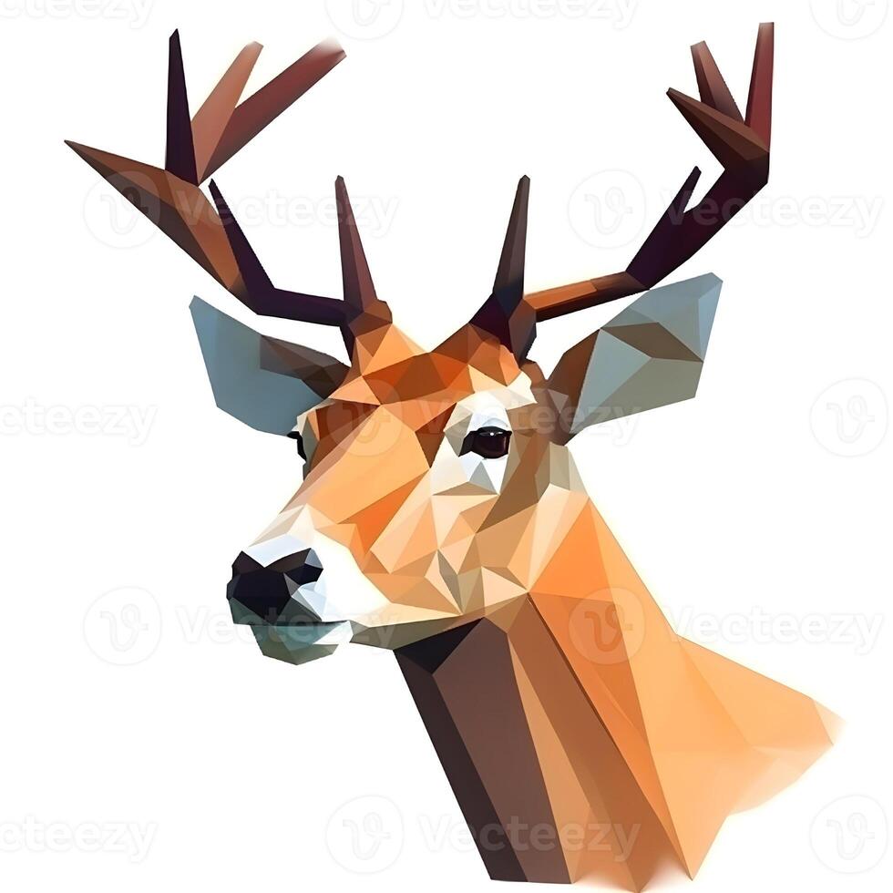 content, Abstract low polygon deer icon illustration. white background, isolated object. cut object. photo