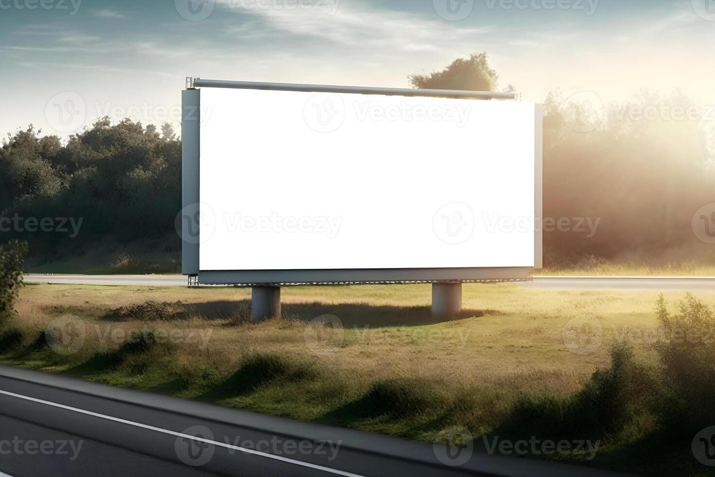 content, Large blank outdoor billboard template with white copy space. summer sunny day photo