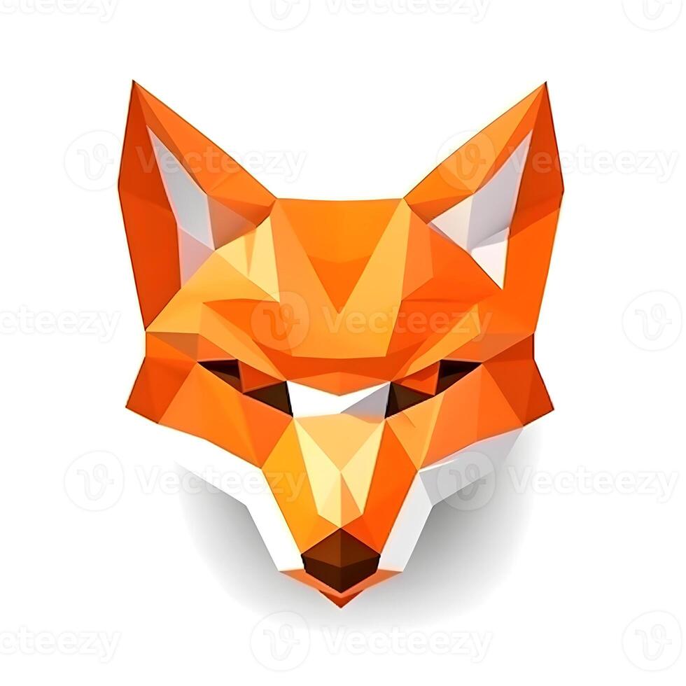 content, Abstract low polygon fox icon illustration. white background, isolated object. cut object. content, photo