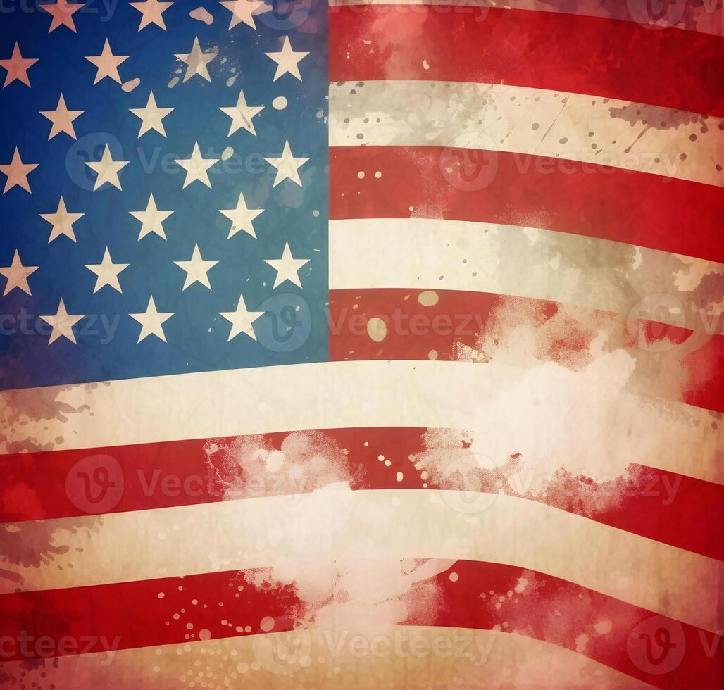 content, USA Veterans Day background. Illustration of an abstract grunge brushed flag with text. Template for a square background photo