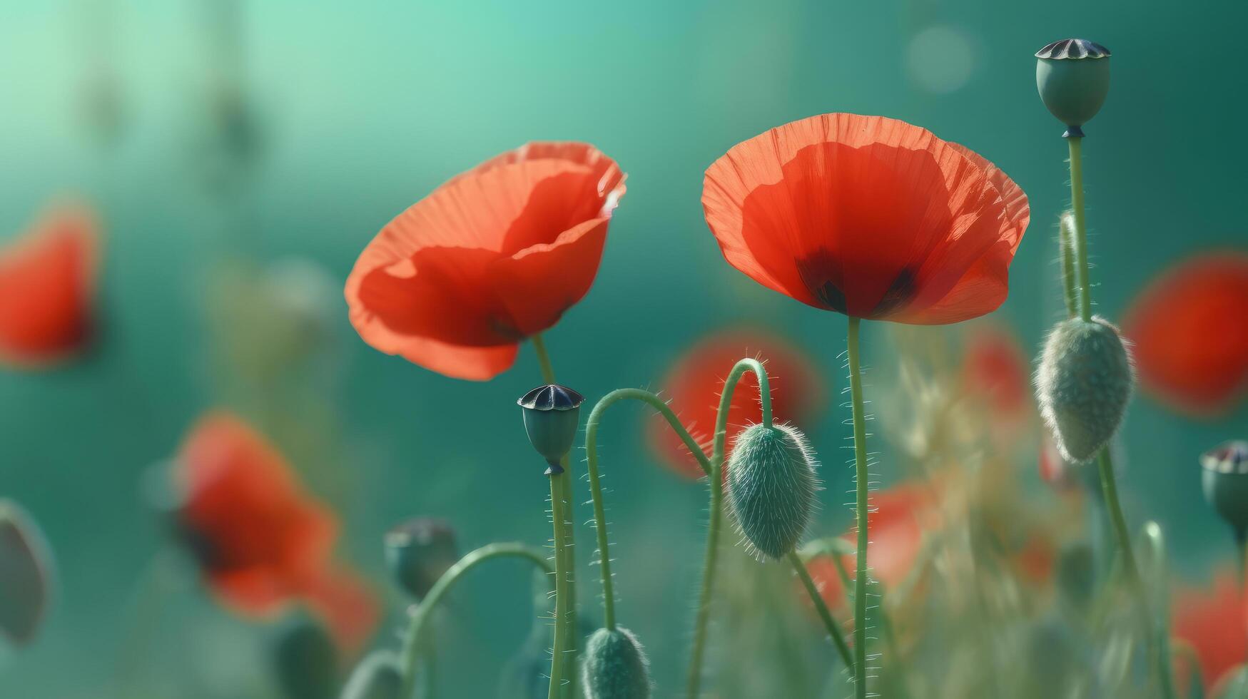 Red poppies background. Illustration photo