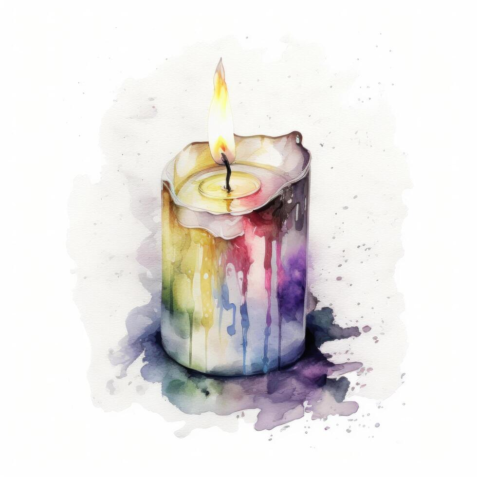 Watercolor candle. Illustration photo