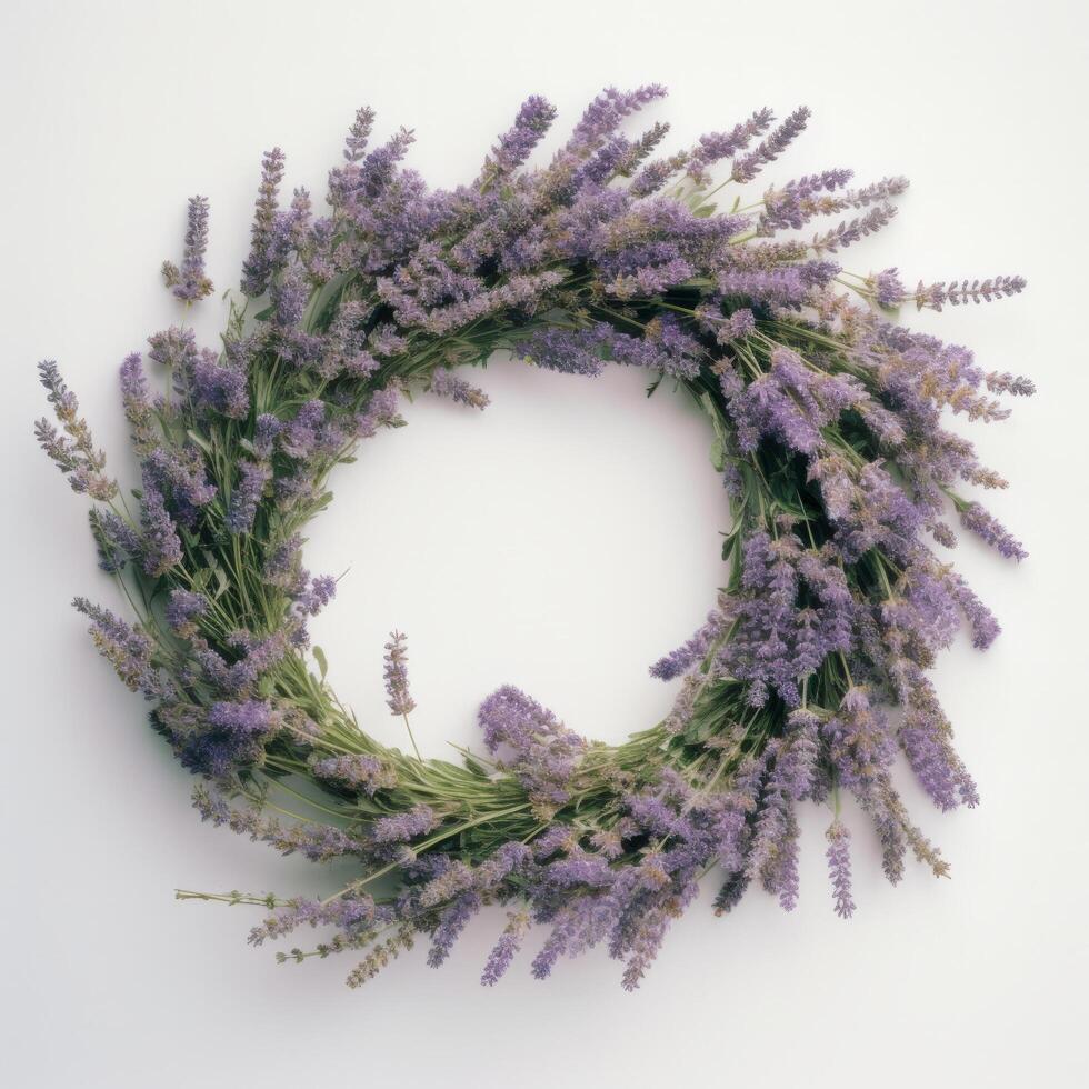 Lavender flower wreath. Illustration photo