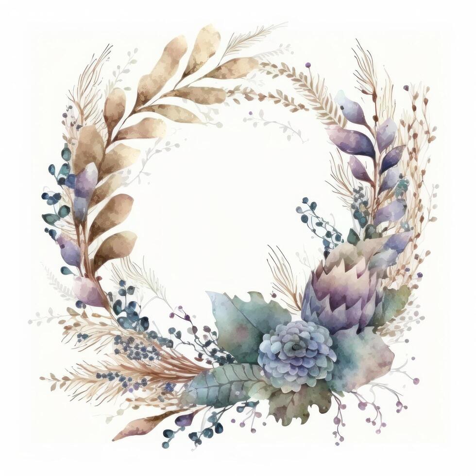 Watercolor wedding flower wreath. Illustration photo