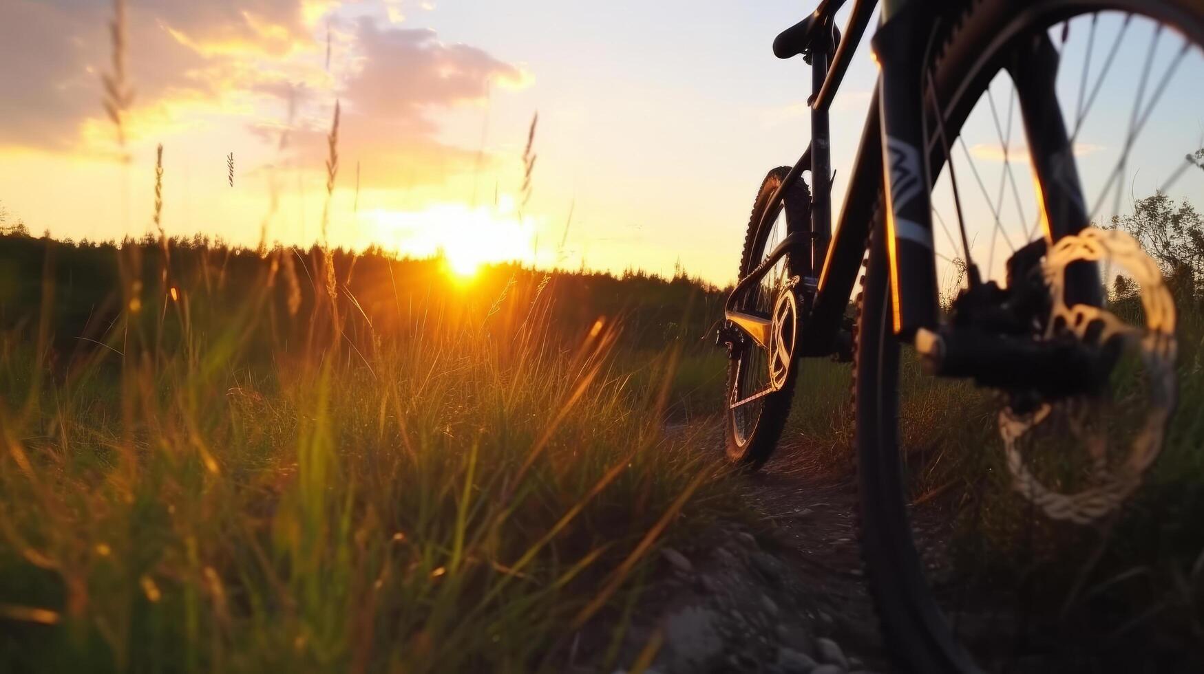 Bicycle and sunset landscapes Illustration photo