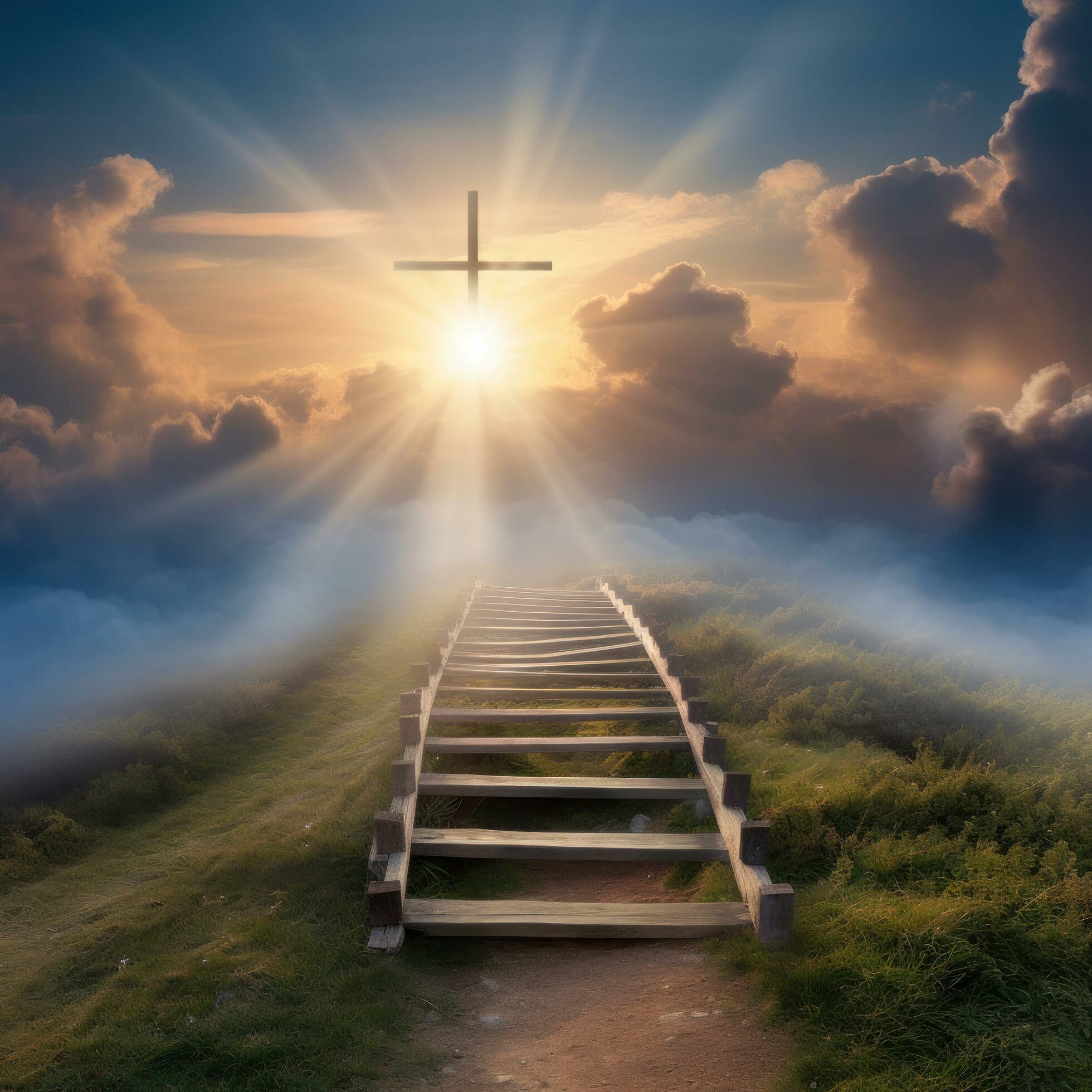 Illustration Of Stairs On The Way To Heaven Background, Way